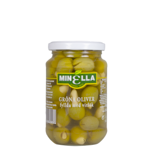 Gröna oliver fyllda m vitlök 360g